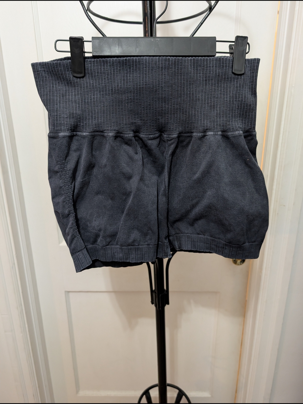 FP Movement by Free People Ribbed High-Waist Bike Shorts — Charcoal Gray Size XL